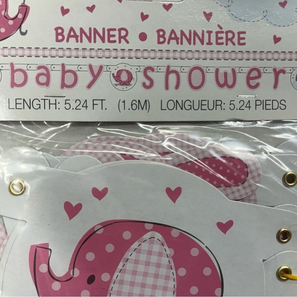 Baby shower banner pink colored with elephant brand new in package never used! - Picture 5 of 5